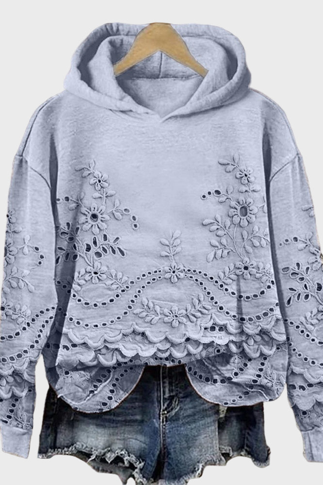 Sudadera con capucha de encaje en color verde campestre