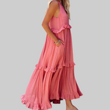 LANDRY | Vestido sin mangas con volantes elegantes