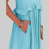 LANDRY | Vestido sin mangas con volantes elegantes