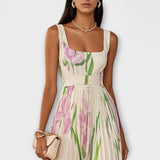 Penelope | Vestido Maxi de Chiffón con Flores Dobladas
