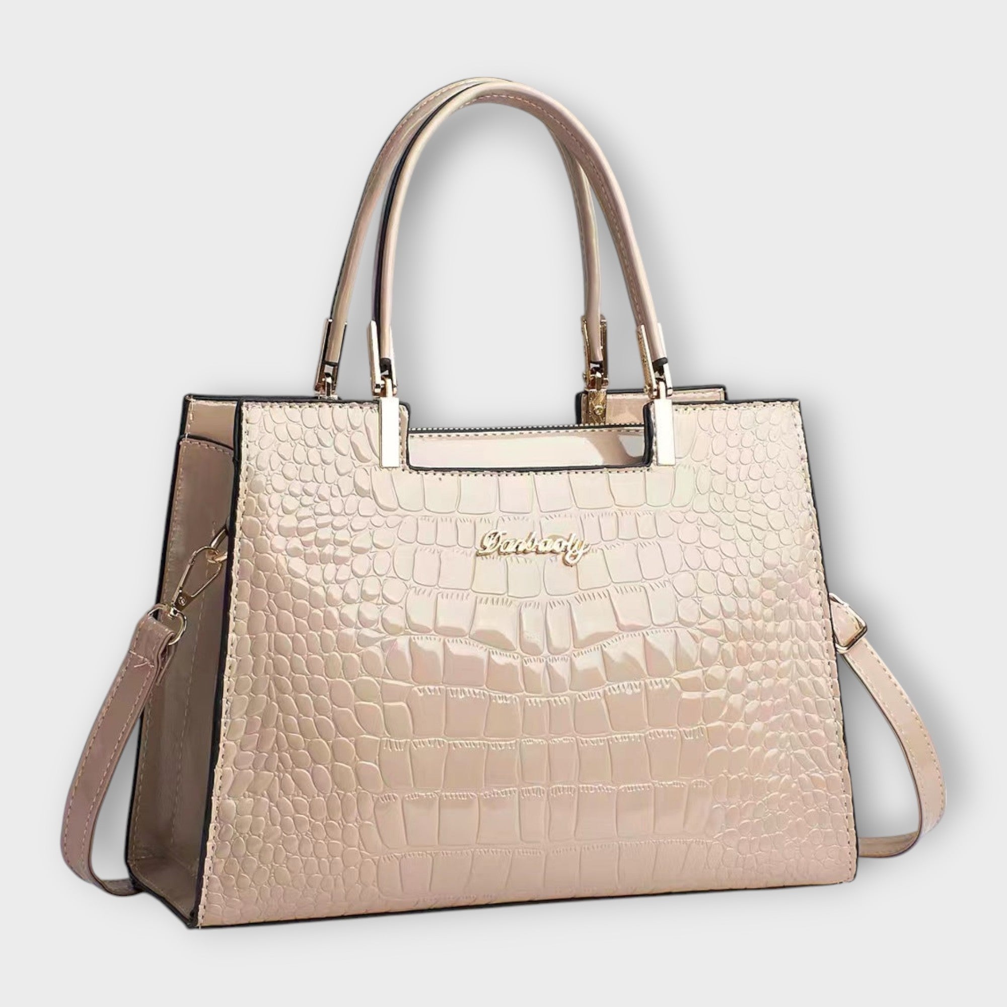 Deolinda | Bolso de mano con patrón brillante de cocodrilo
