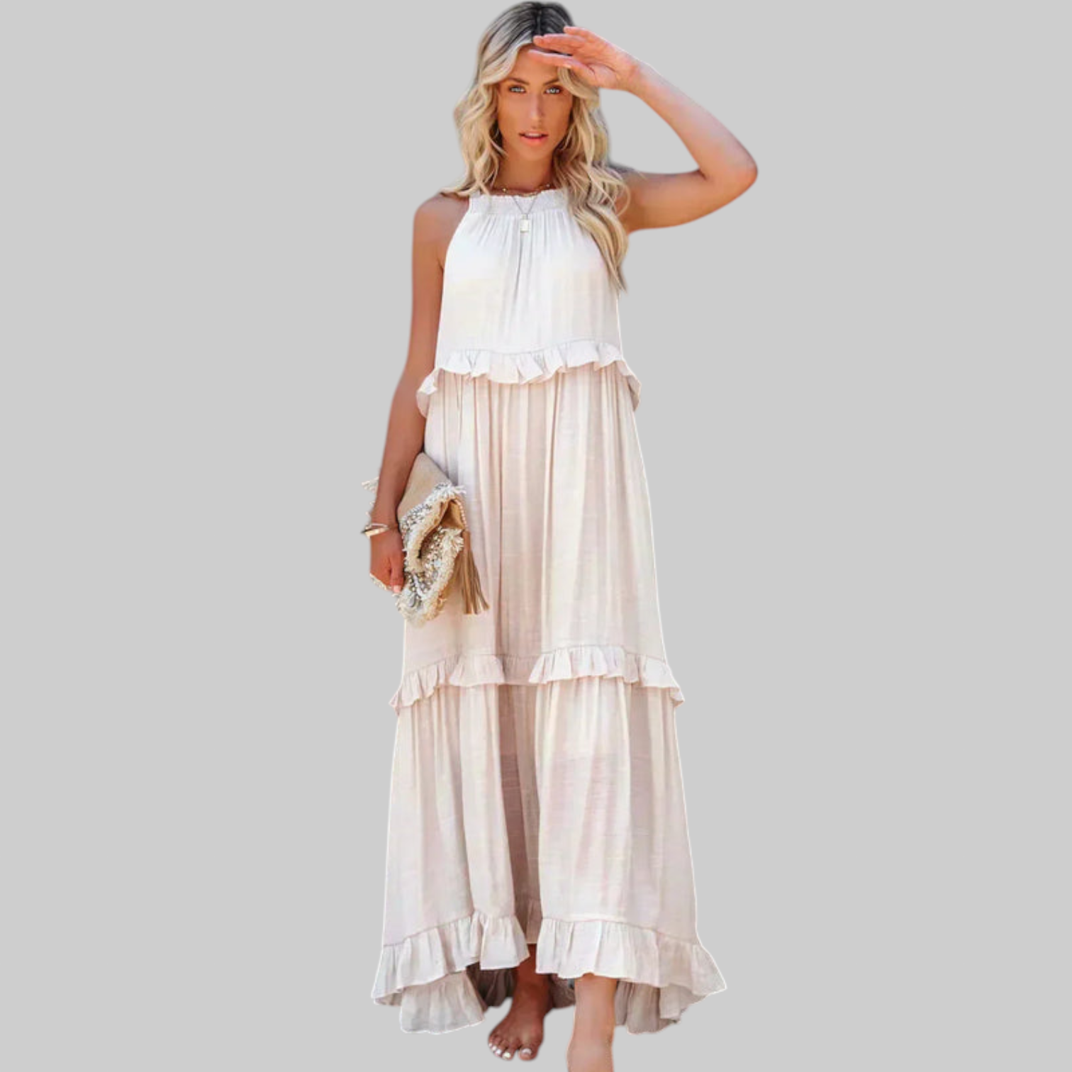 LANDRY | Vestido sin mangas con volantes elegantes