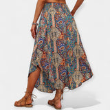 Falda midi floral de cintura alta
