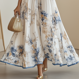 Jessie | Vestido Elegante de Ceremonia Floral en Azul y Blanco