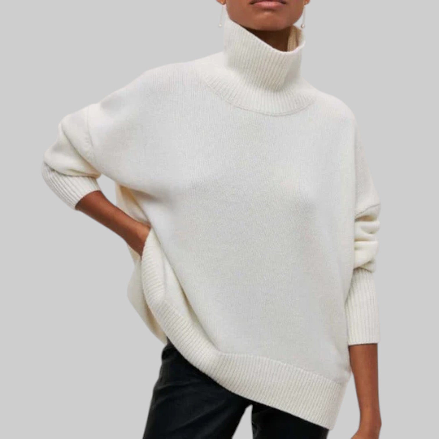 Amélie - Jersey oversize de algodón con cuello vuelto hacia abajo