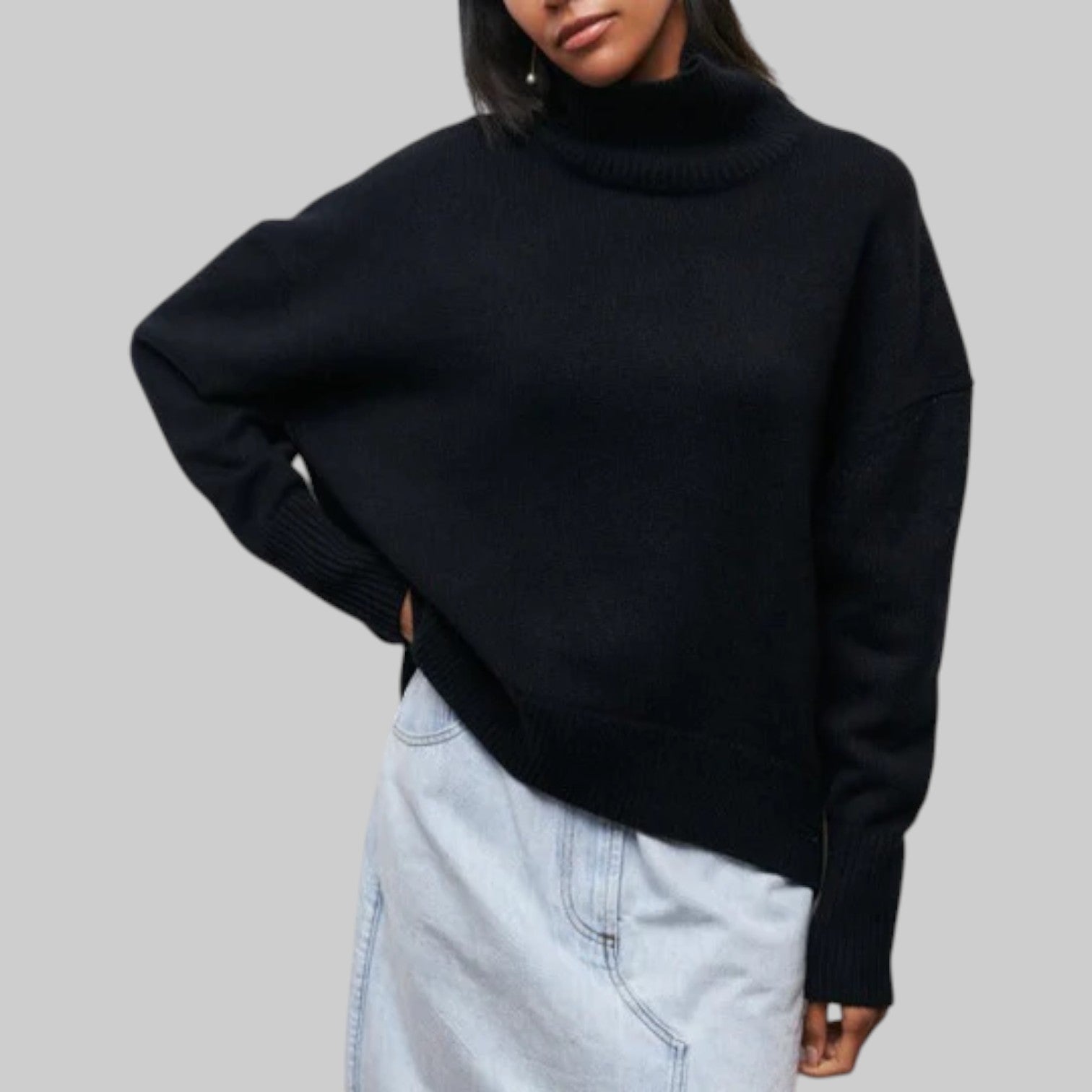 Amélie - Jersey oversize de algodón con cuello vuelto hacia abajo