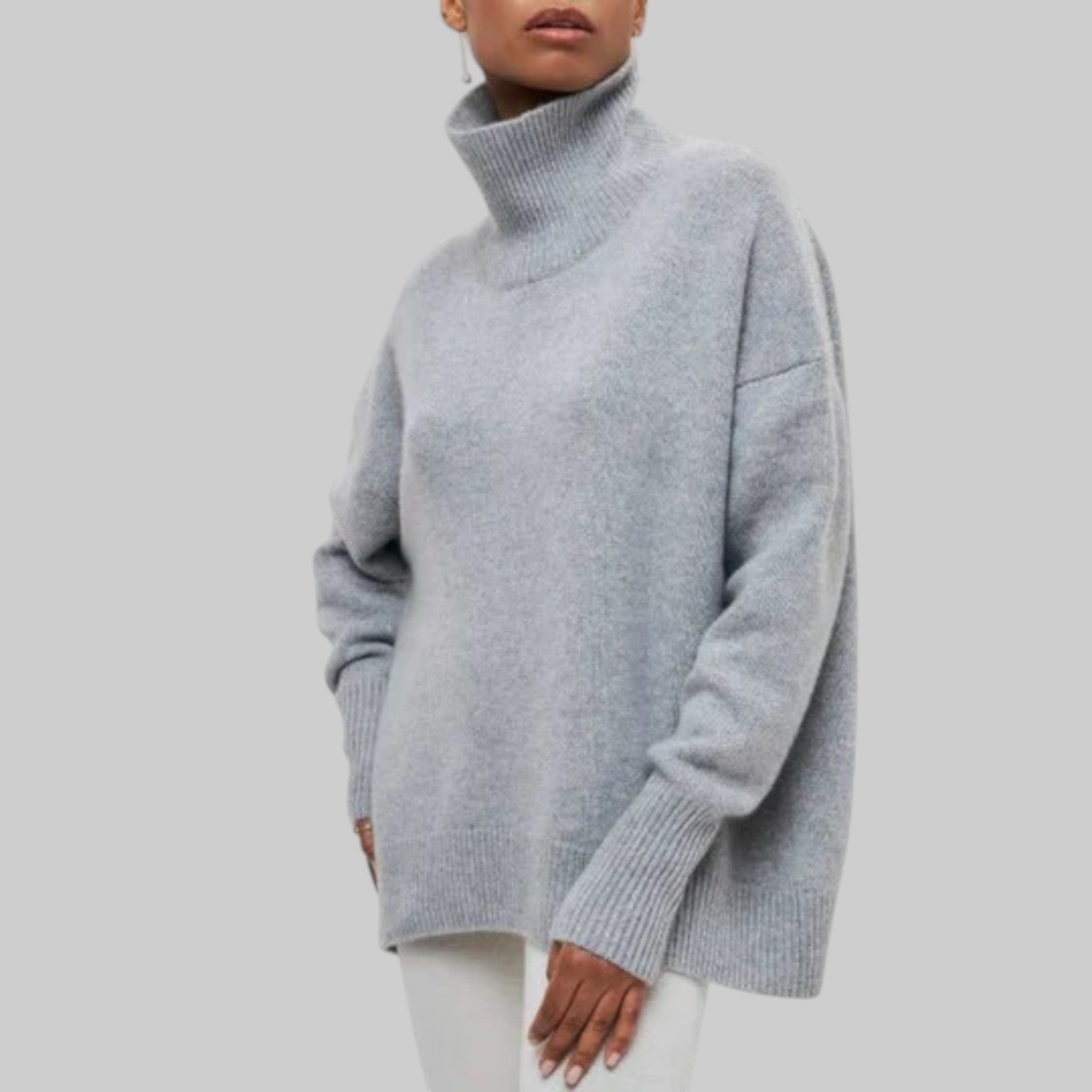 Amélie - Jersey oversize de algodón con cuello vuelto hacia abajo