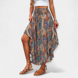 Falda midi floral de cintura alta
