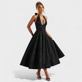 Effie -Vestido midi texturizado con escote en V