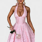 Effie -Vestido midi texturizado con escote en V