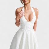 Effie -Vestido midi texturizado con escote en V