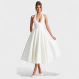 Effie -Vestido midi texturizado con escote en V