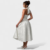 Effie -Vestido midi texturizado con escote en V