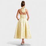 Effie -Vestido midi texturizado con escote en V