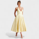 Effie -Vestido midi texturizado con escote en V