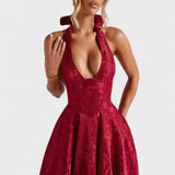 Effie -Vestido midi texturizado con escote en V