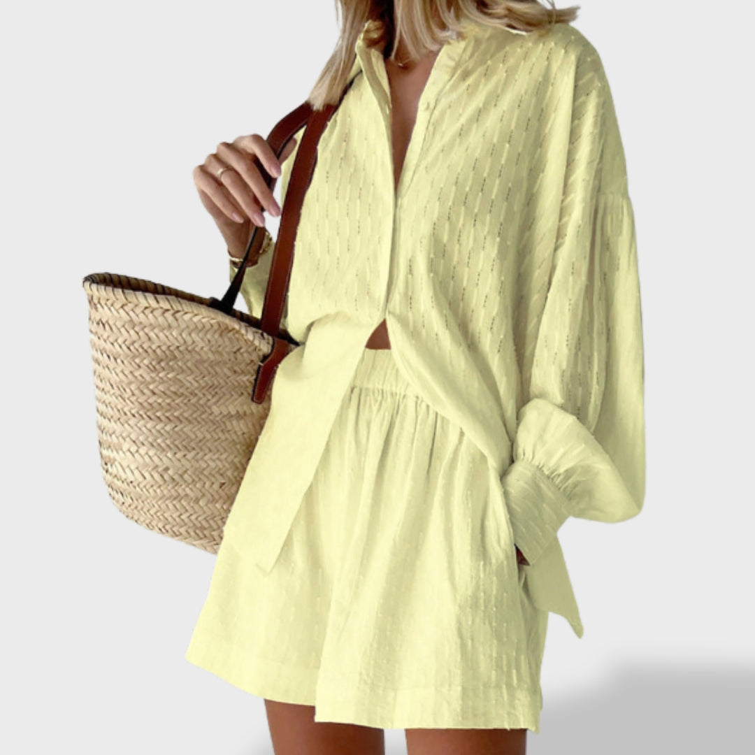 Maud | Conjunto de camisa y pantalones cortos de lino elegante