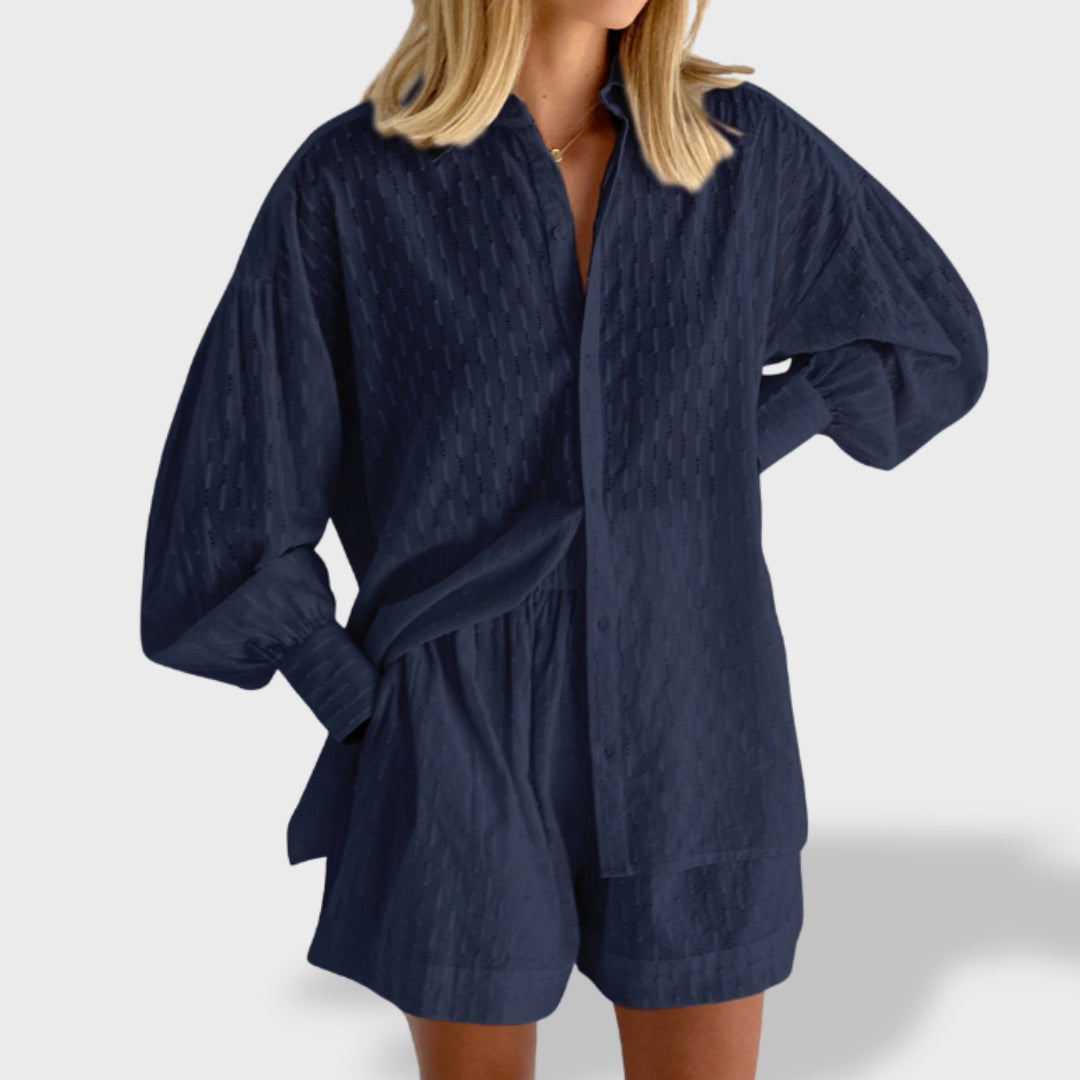 Maud | Conjunto de camisa y pantalones cortos de lino elegante