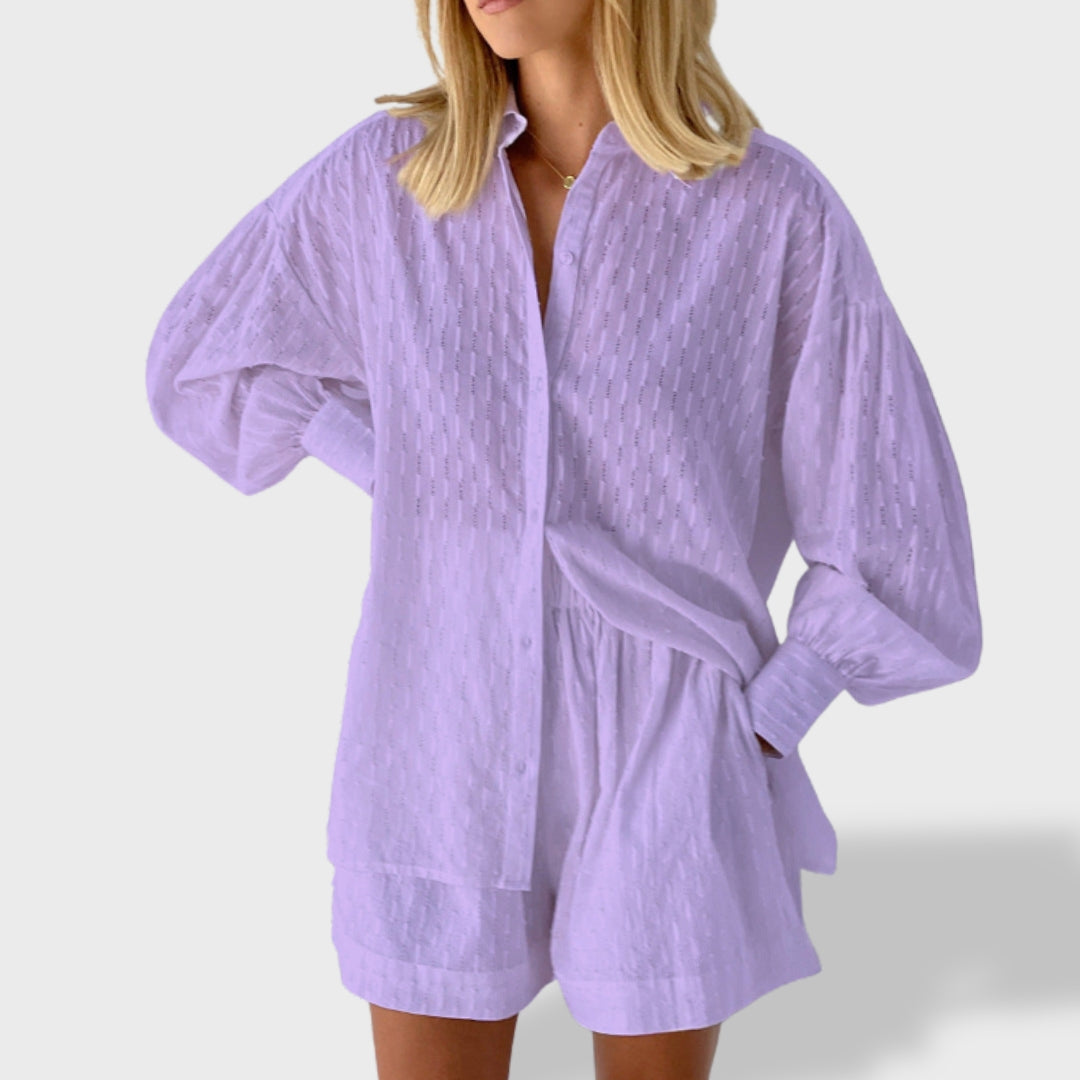 Maud | Conjunto de camisa y pantalones cortos de lino elegante