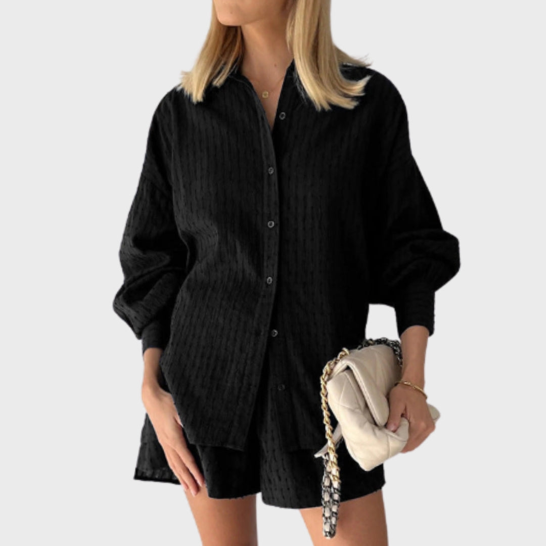 Maud | Conjunto de camisa y pantalones cortos de lino elegante