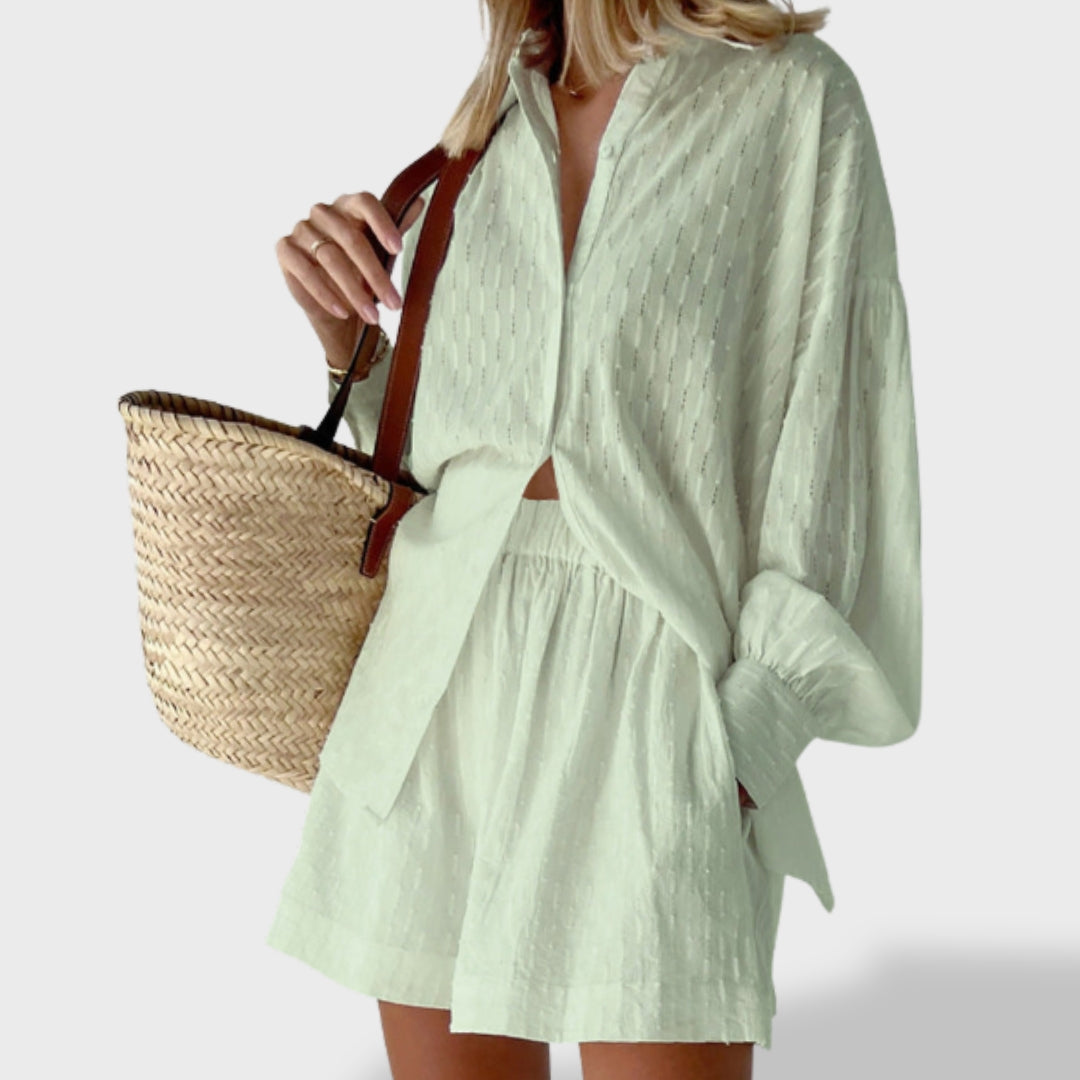 Maud | Conjunto de camisa y pantalones cortos de lino elegante