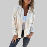 Ana - Chaqueta cómoda y casual de pana con capucha y cremallera