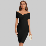 Clelia – Vestido Midi de Mujer con Hombros Descubiertos