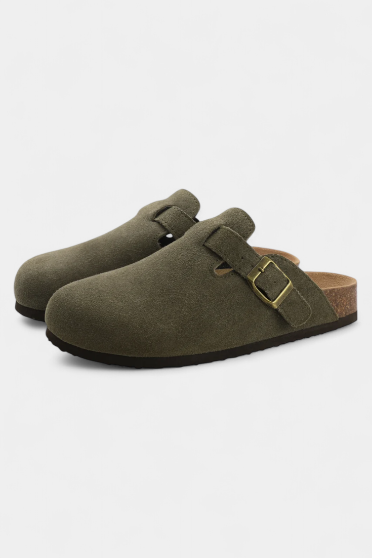 Aubree | Zuecos Unisex de Gamuza con Hebilla Ajustable