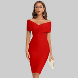 Clelia – Vestido Midi de Mujer con Hombros Descubiertos