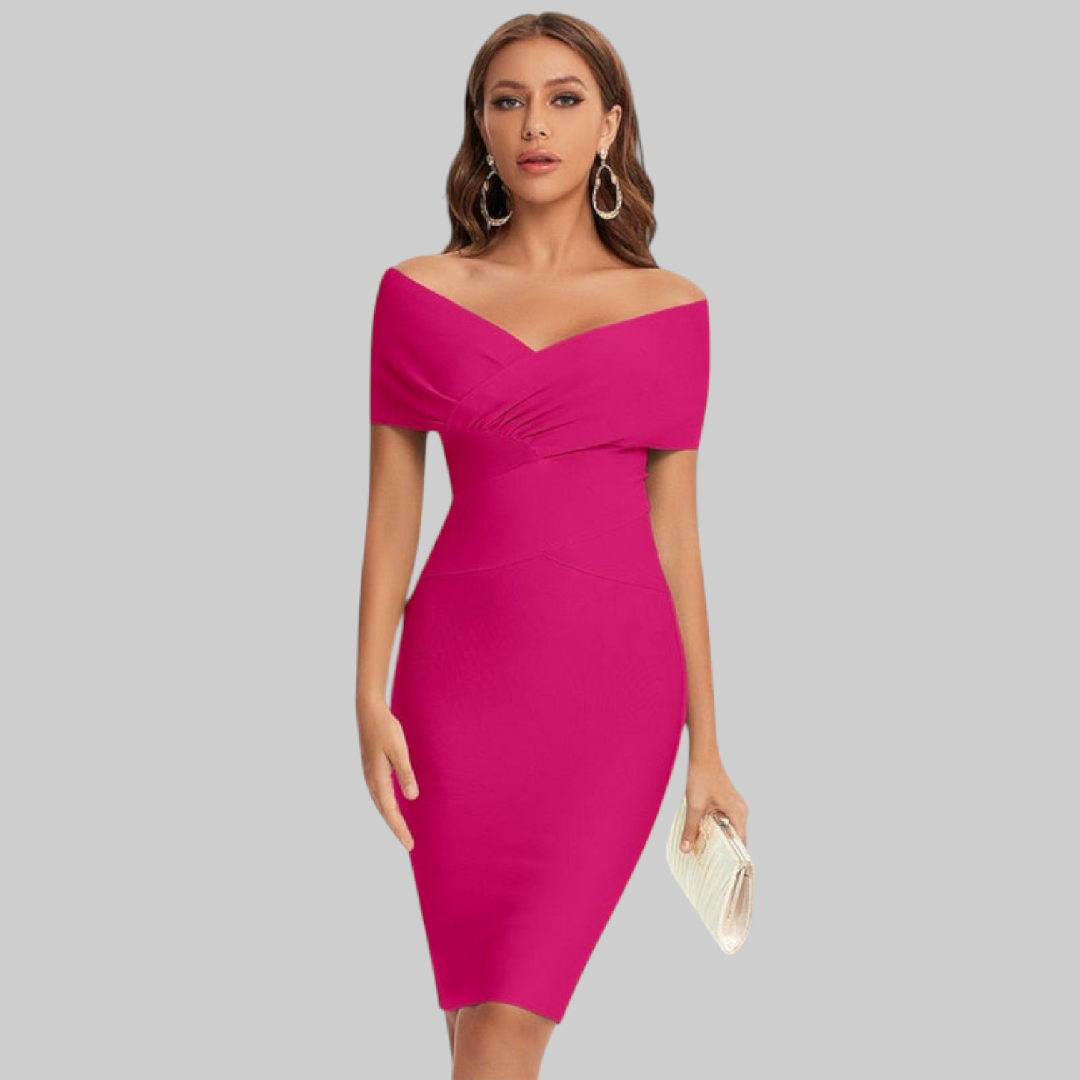 Clelia – Vestido Midi de Mujer con Hombros Descubiertos