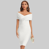 Clelia – Vestido Midi de Mujer con Hombros Descubiertos
