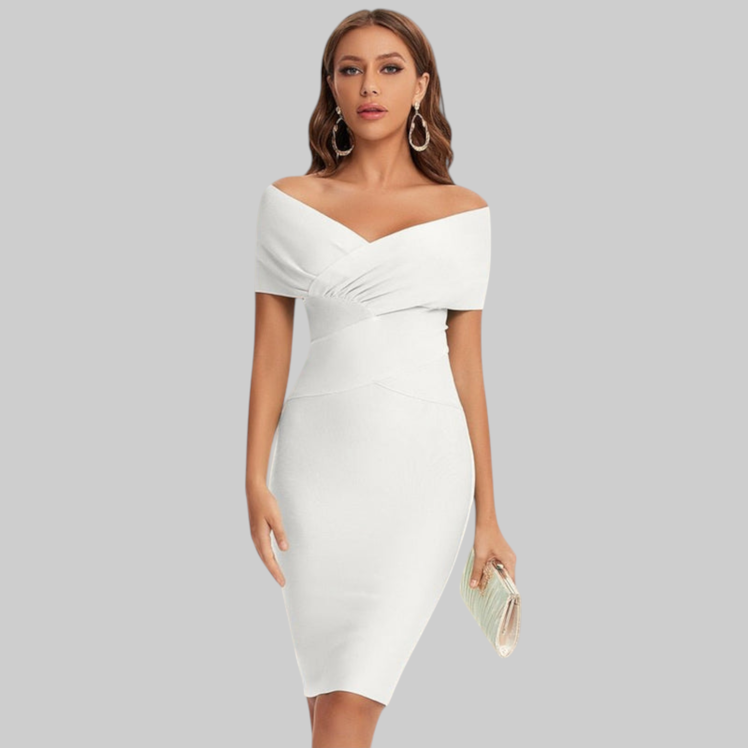 Clelia – Vestido Midi de Mujer con Hombros Descubiertos