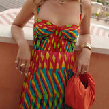 Aria | Vestido Maxi Estampado Abstrato Sin Mangas con Corte A-Line