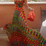 Aria | Vestido Maxi Estampado Abstrato Sin Mangas con Corte A-Line