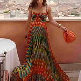 Aria | Vestido Maxi Estampado Abstrato Sin Mangas con Corte A-Line